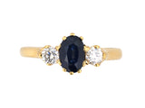 99372 - Gold Sapphire Diamond 3-Stone Ring