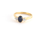 99372 - Gold Sapphire Diamond 3-Stone Ring