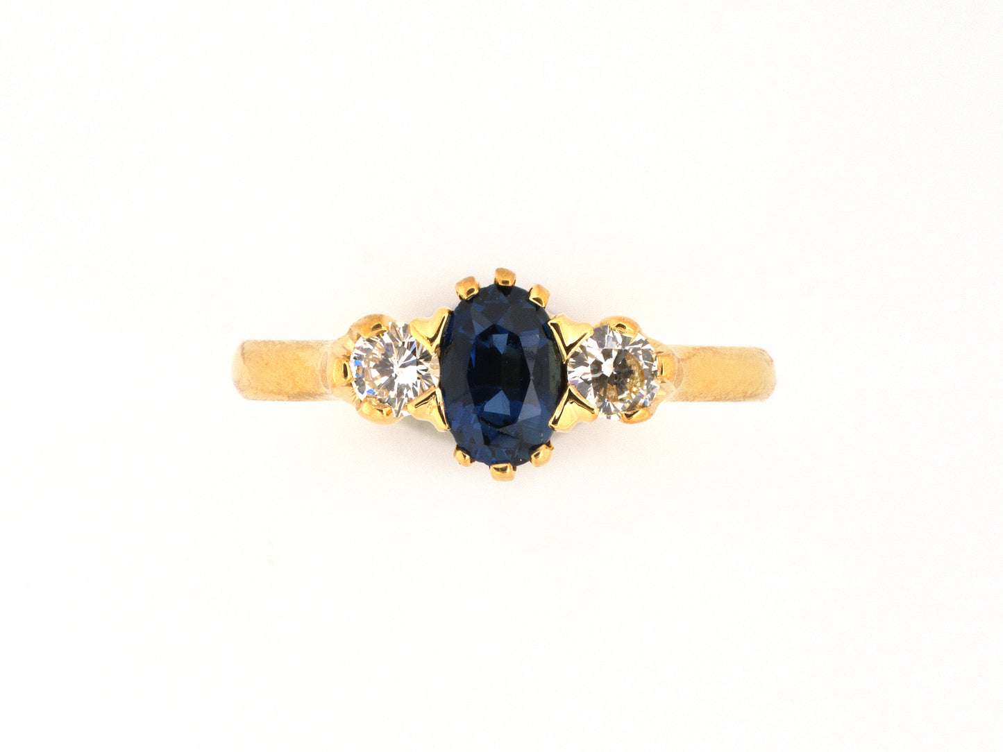 99374 - Gold Sapphire Diamond 3-Stone Ring