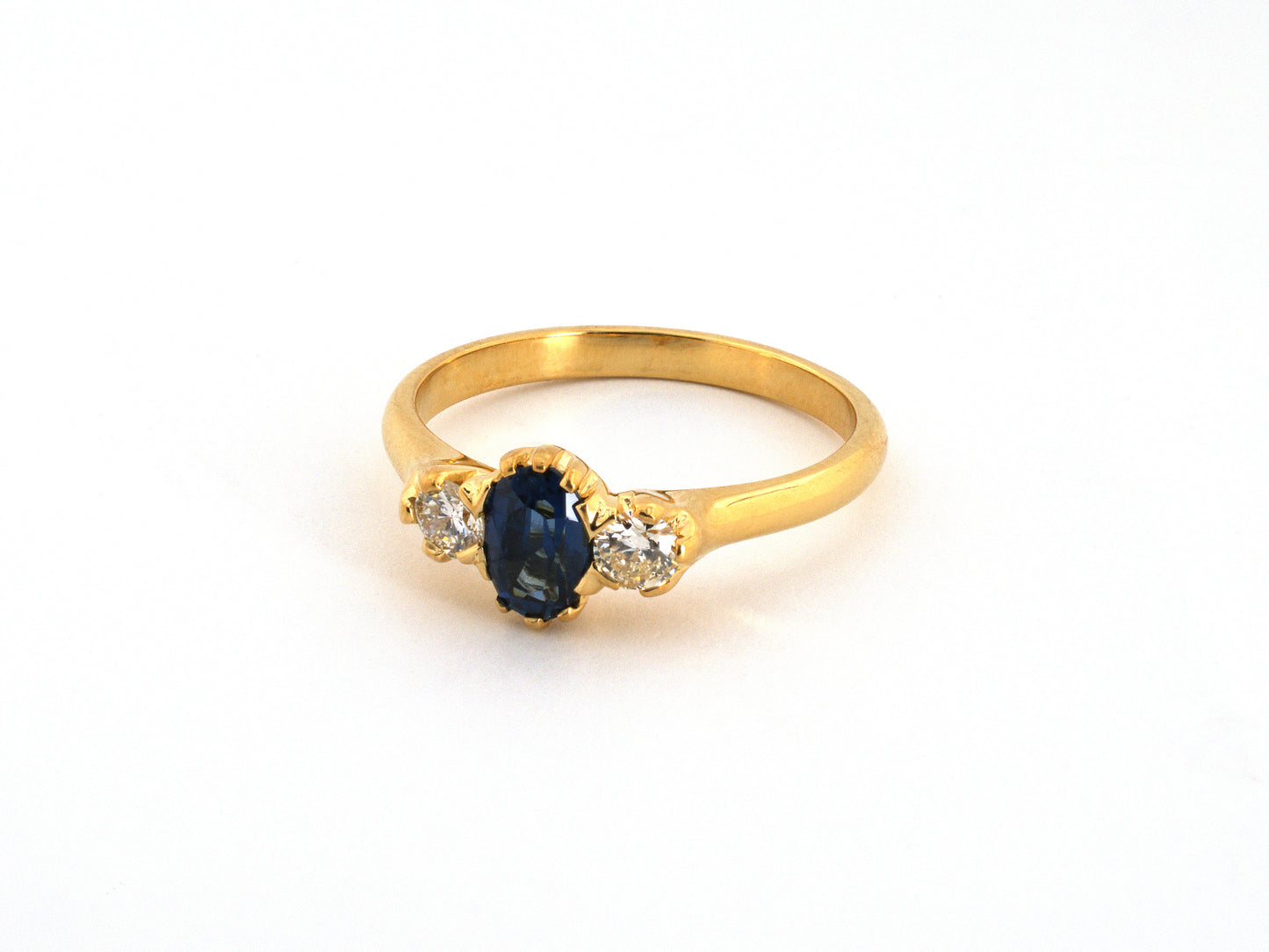 99374 - Gold Sapphire Diamond 3-Stone Ring