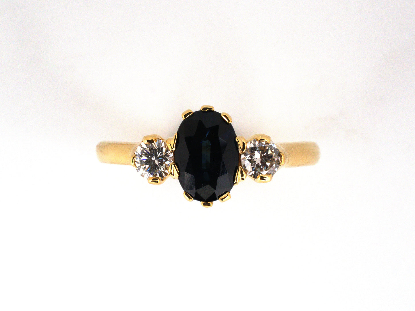 99379 - SOLD - Gold Sapphire Diamond 3-Stone Ring