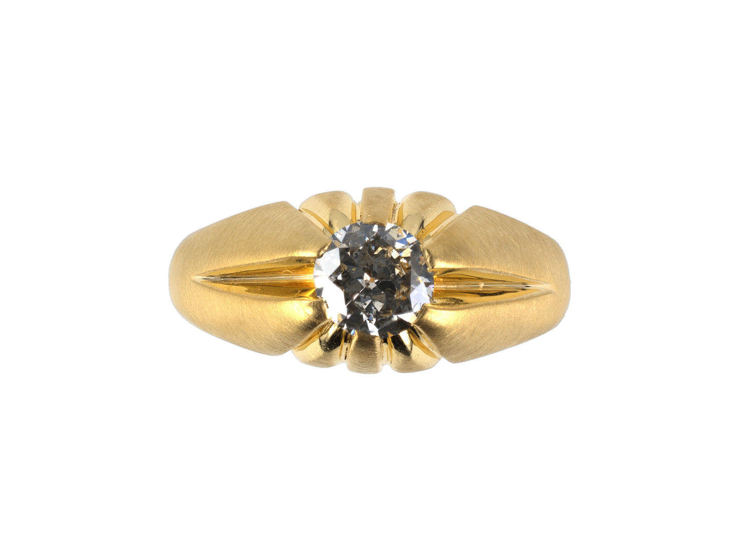 99503                - Gold Diamond Gents Belcher Solitaire Ring