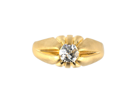 99504 - Gold Diamond Gents Belcher Solitaire Ring