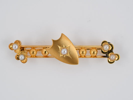 20002 - SOLD - Victorian Gold Pearl Bar Pin