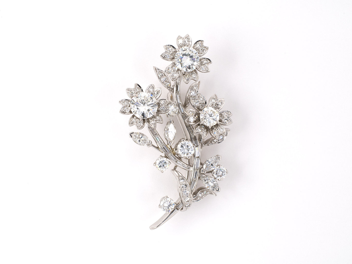 20176 - SOLD - Platinum Diamond Moveable Branch Brooch