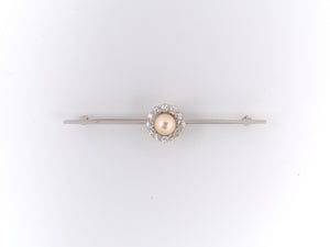 20205 - Edwardian Platinum Gold Pearl Diamond Cluster Pin