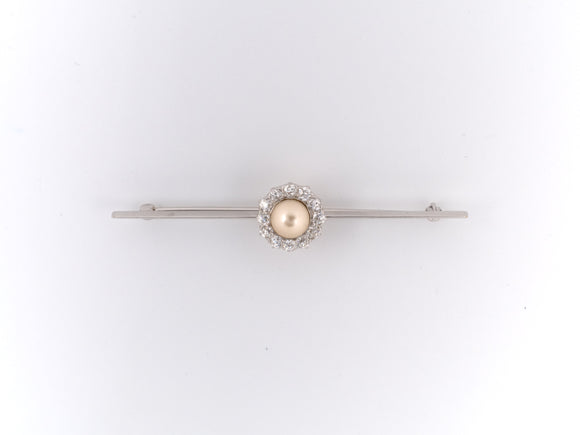 20205 - Edwardian Platinum Gold Pearl Diamond Cluster Pin