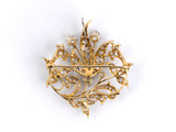 20224 - Edwardian Platinum Gold Diamond Floral Pendant Brooch