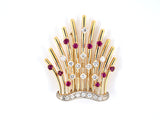 20364 - Retro Gold Platinum Diamond Ruby Spray Pin