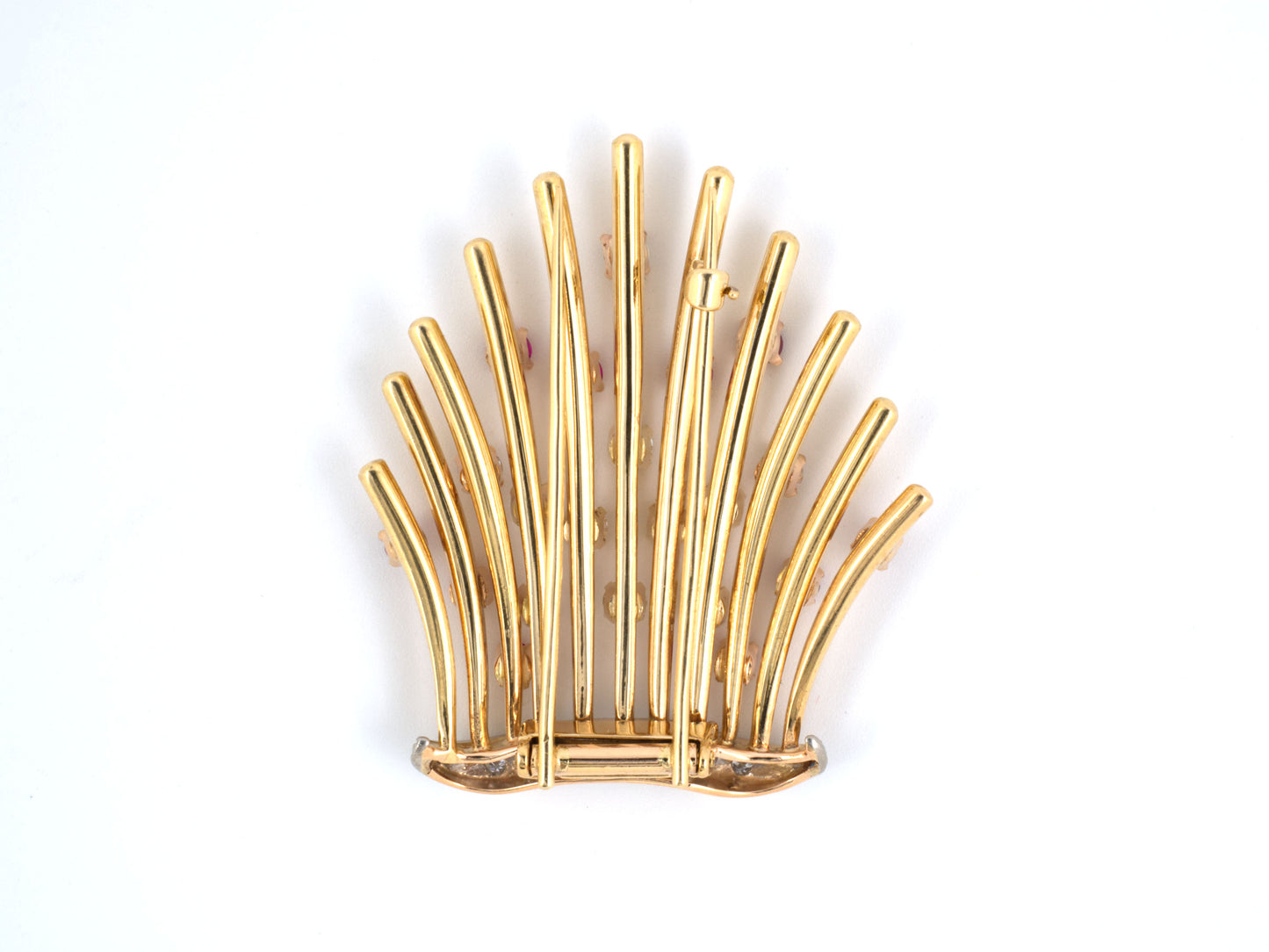 20364 - Retro Gold Platinum Diamond Ruby Spray Pin