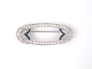 20658 - Art Deco Platinum Diamond Sapphire Pin