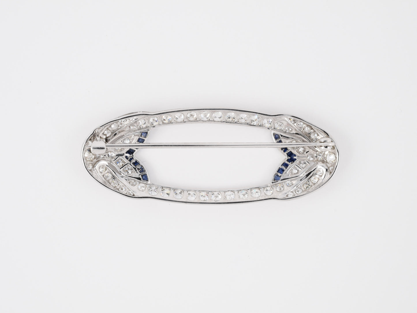 20658 - Art Deco Platinum Diamond Sapphire Pin
