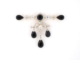 20704 - Edwardian Platinum Gold Diamond Onyx  Bar Pin Converts To Pendant