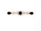 20704 - Edwardian Platinum Gold Diamond Onyx  Bar Pin Converts To Pendant