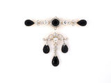 20704 - Edwardian Platinum Gold Diamond Onyx  Bar Pin Converts To Pendant