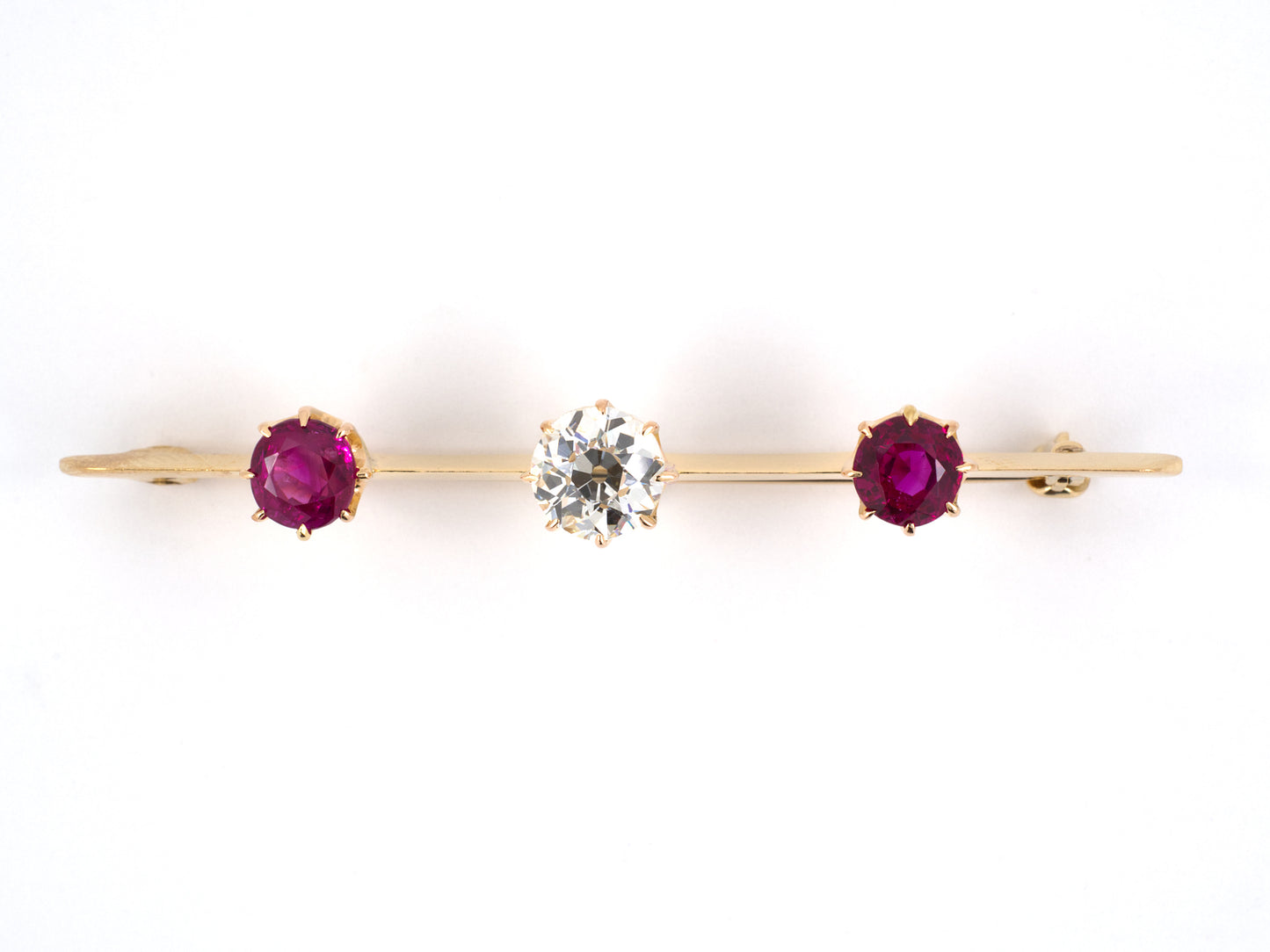 20802 - Victorian Gold Burma Ruby Diamond Bar Pin