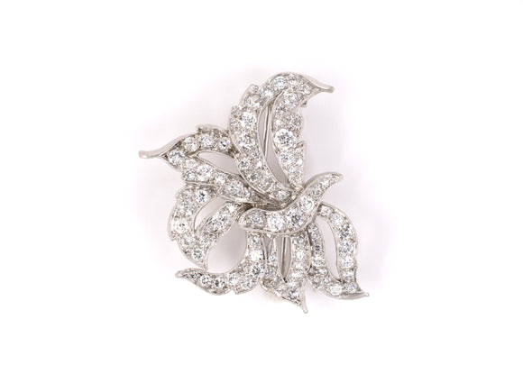 20886 - Platinum Diamond Ribbon Spray Butterfly Bow Clip Pin