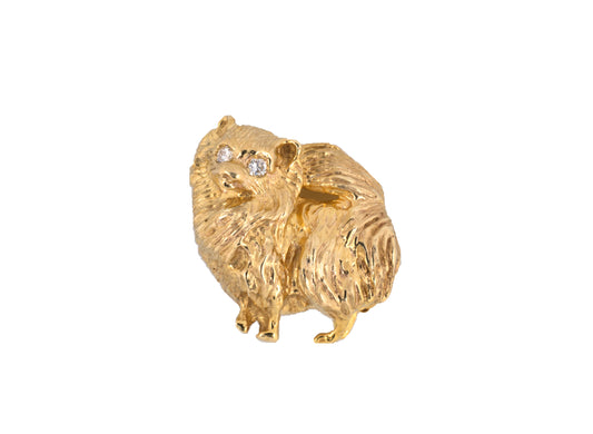 21085 - SOLD - Gold Diamond Dog Pin