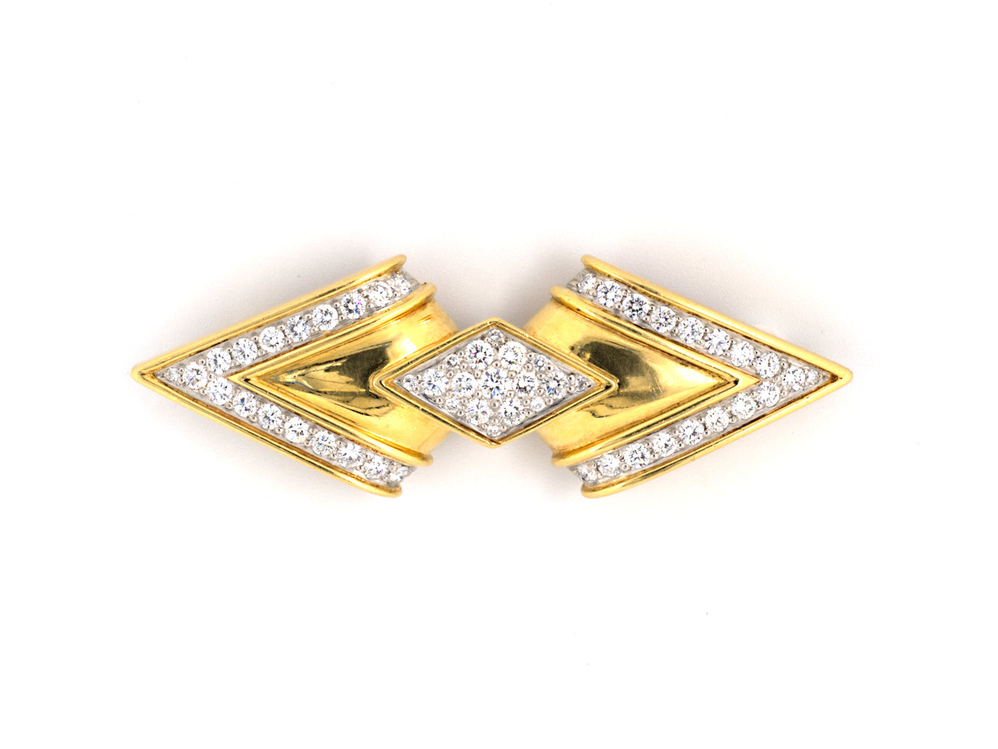 21142 - Circa1980s Montreaux Gold Platinum Diamond Bow Pin