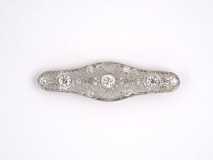 21218 - Art Deco Platinum Diamond Filigree  Pin