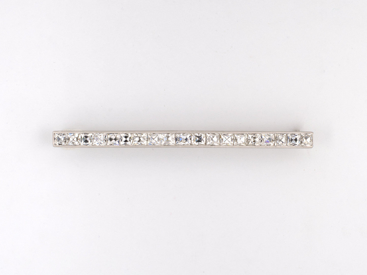 21267 - Art Deco Platinum French Cut Diamond Bar Pin