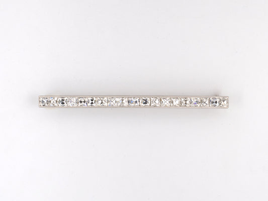 21267 - Art Deco Platinum French Cut Diamond Bar Pin