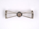 21308 - Art Deco Marcus Platinum Pearl Sapphire Diamond Crystal Pin