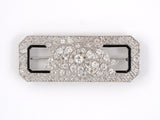 21317 - Circa 1925 Art Deco Platinum Diamond Black Onyx Rectangular Brooch