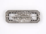 21317 - Circa 1925 Art Deco Platinum Diamond Black Onyx Rectangular Brooch