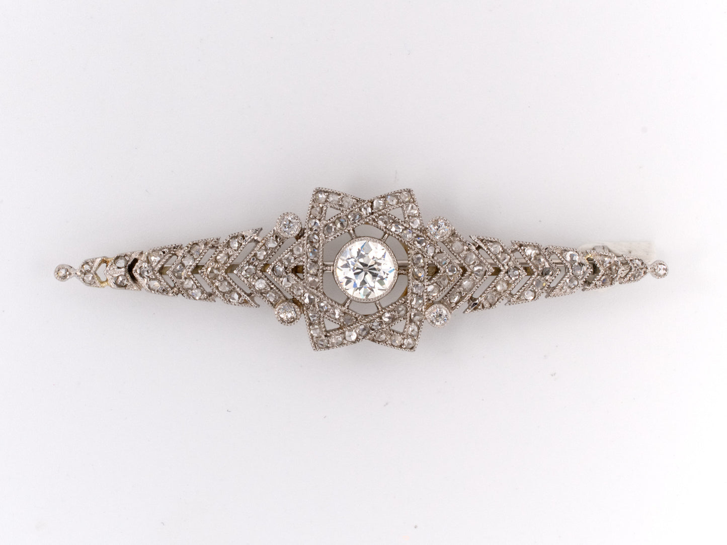 21329 - Art Deco Platinum Diamond Jewish Star/Star Of David Bar Pin