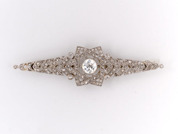 21329 - Art Deco Platinum Diamond Jewish Star/Star Of David Bar Pin