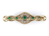 21352 - SOLD - Edwardian Platinum Emerald Diamond Bar Pin