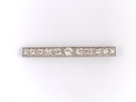 21359 - Art Deco Platinum Diamond Bar Pin