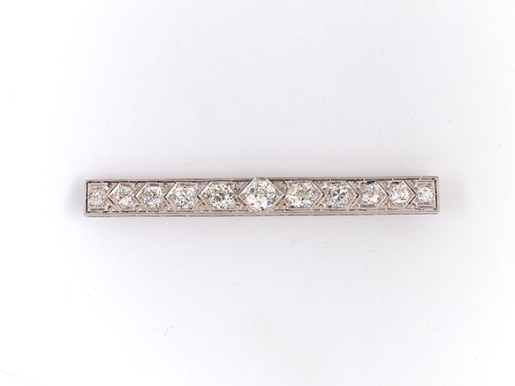 21359 - Art Deco Platinum Diamond Bar Pin