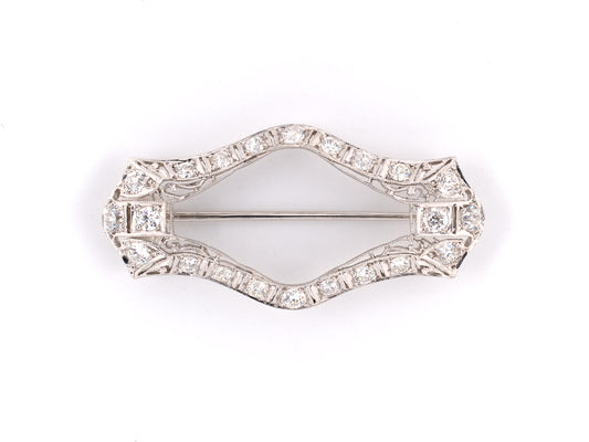 21506 - SOLD - Art Deco Platinum Diamond Filigree Scarf Pin
