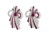 21518 - Circa 1947 Yard Platinum AGL Burma Ruby Diamond Pin Clips