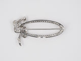 21696 - Art Deco Platinum Diamond Sapphire Bow Pin