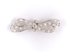 21704 - SOLD - S Kind & Son Art Deco Platinum Diamond Chatelaine Bow Pin