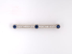 21819 - SOLD - Edwardian Platinum Diamond Sapphire Bar Pin