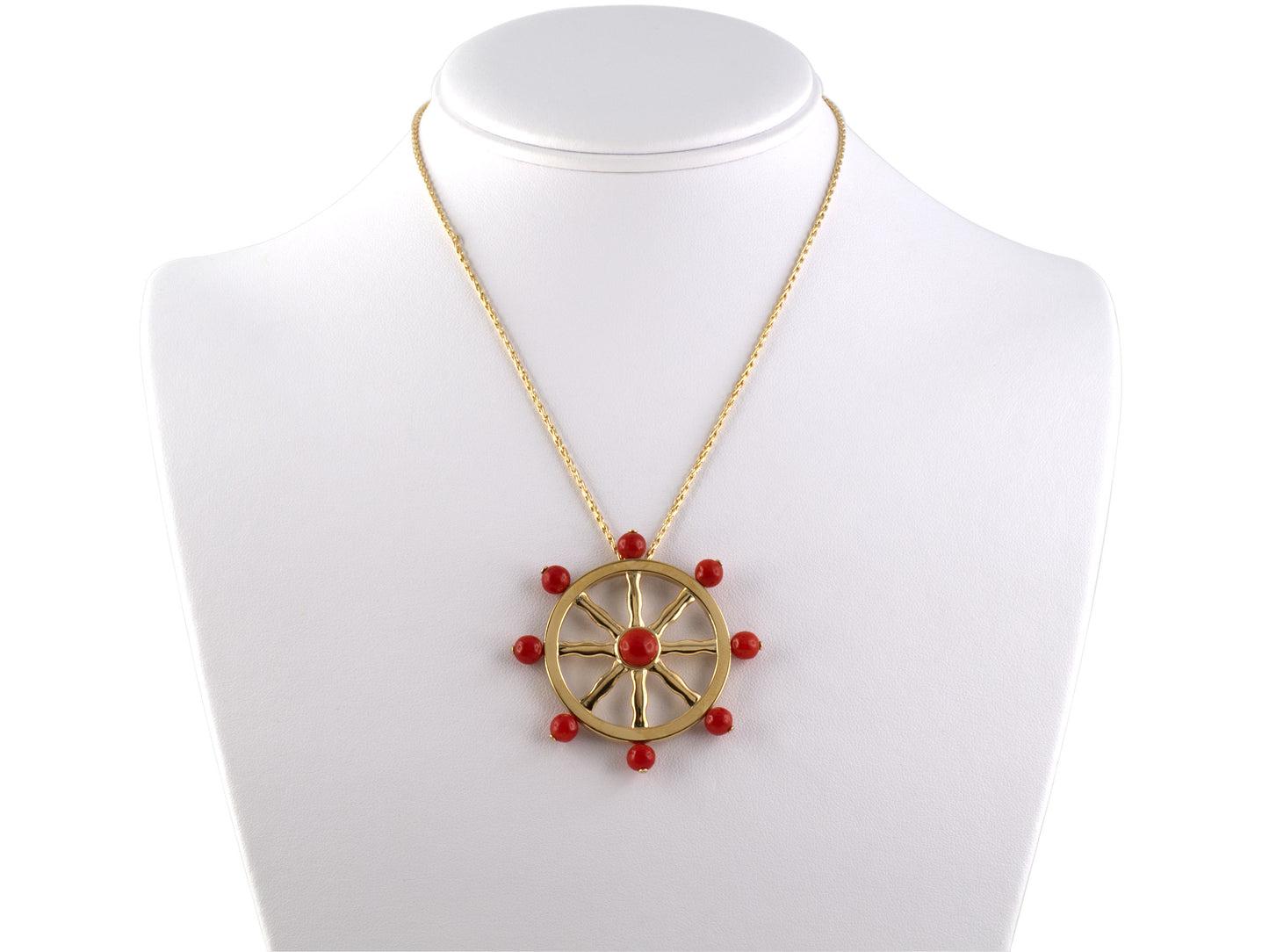 21823 - Circa 1960s Gold Coral Boat Wheel Pendant
