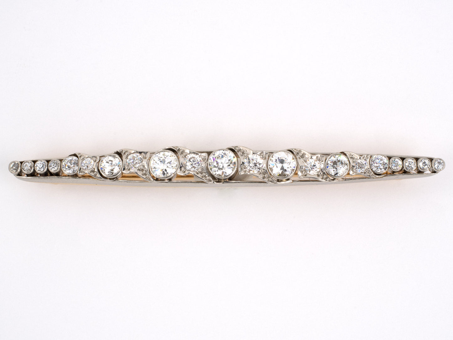 21827 - Edwardian Platinum Gold Diamond Bar Pin