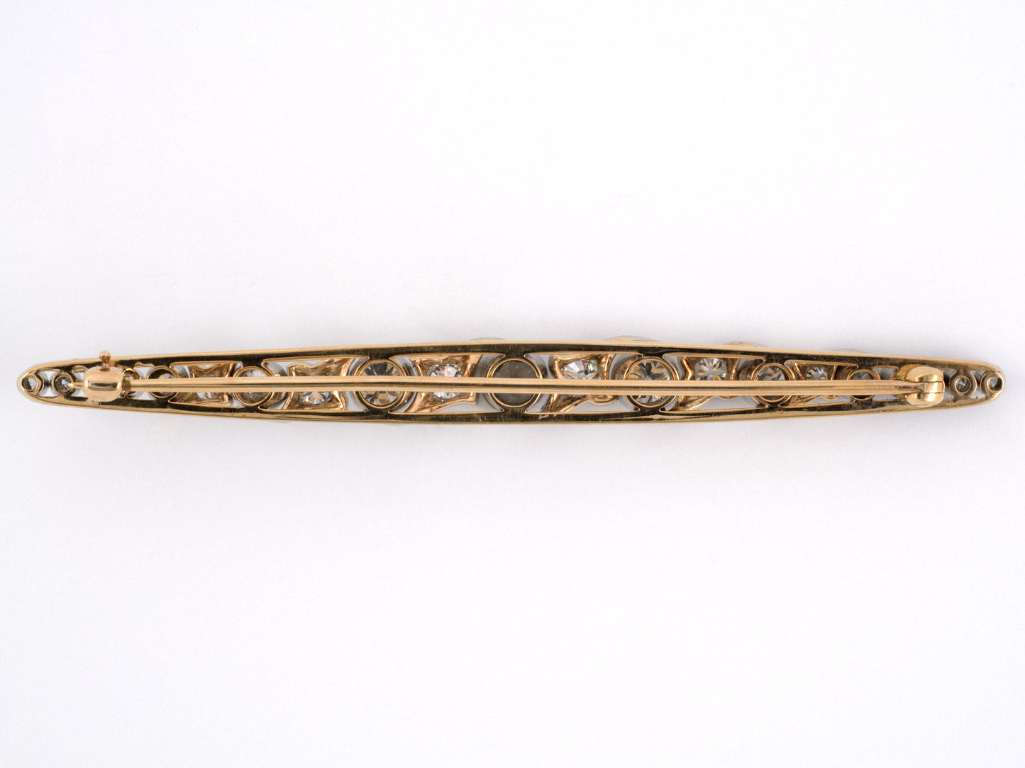 21827 - Edwardian Platinum Gold Diamond Bar Pin