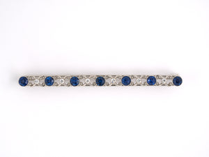 21828 - Edwardian Cresarrow Platinum Sapphire Diamond Bar Pin