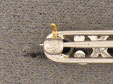 21828 - Edwardian Cresarrow Platinum Sapphire Diamond Bar Pin