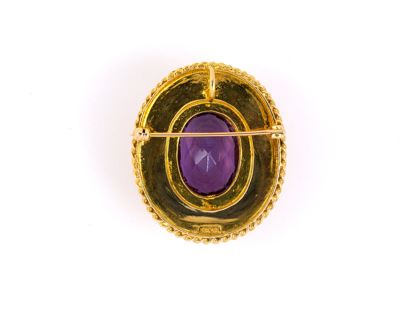 21869 - Circa 1955 Gold Amethyst Pearl Cluster Pin Pendant