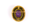 21869 - Circa 1955 Gold Amethyst Pearl Cluster Pin Pendant