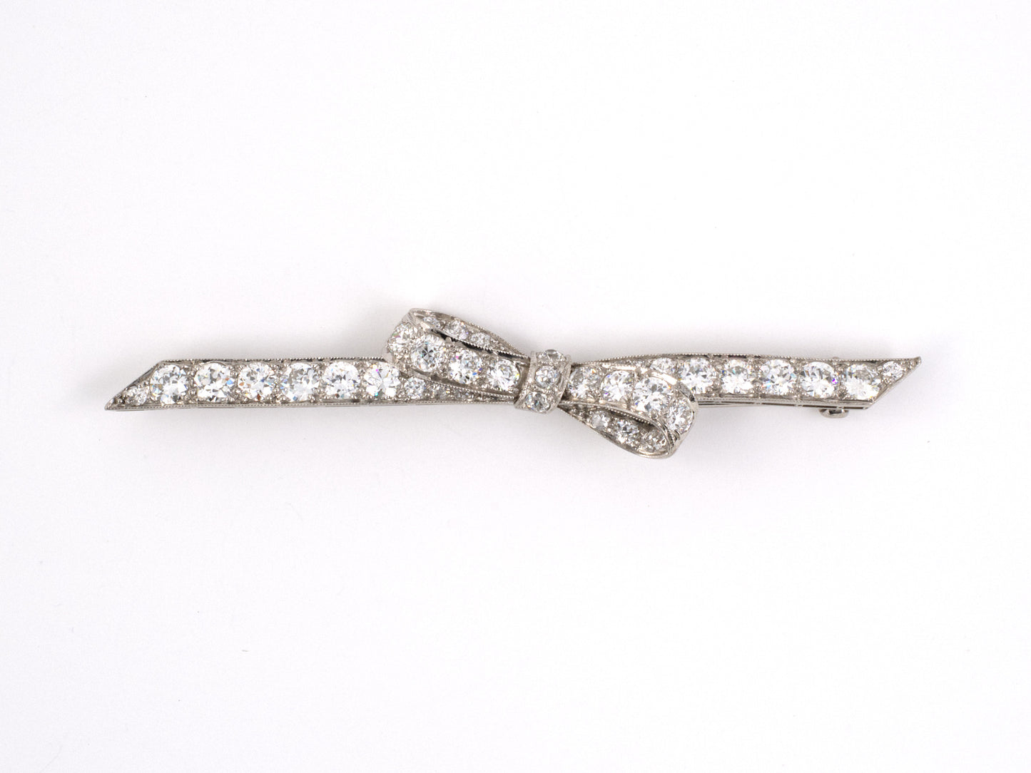 22158 - Art Deco Platinum Diamond Ribbon Bow Pin
