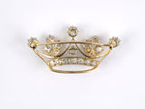22328 - Victorian Platinum Gold Diamond Crown Pin