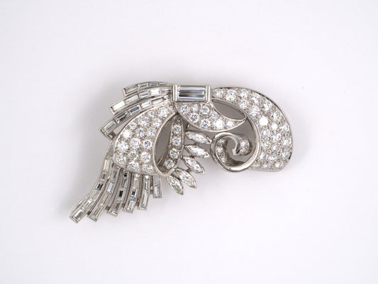 22582 - Circa 1950 Platinum Diamond Spray Pin