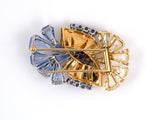 22736 - Retro Cartier Oscar Heyman Platinum Gold Diamond Ruby Sapphire Brooch